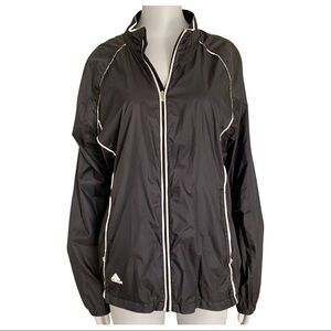 ADIDAS Golf Climaproof Windbreaker Jacket Lightweight Nylon Full Zip Black